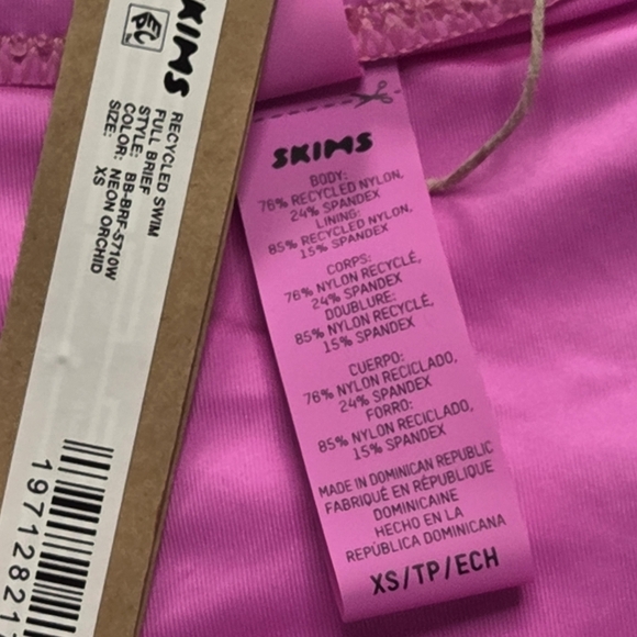 SKIMS RECYCLED SWIM FULL BRIEF BIKINI BOTTOM PANTY SWIMWEAR NEON ORCHID XSMALL - Picture 5 of 6